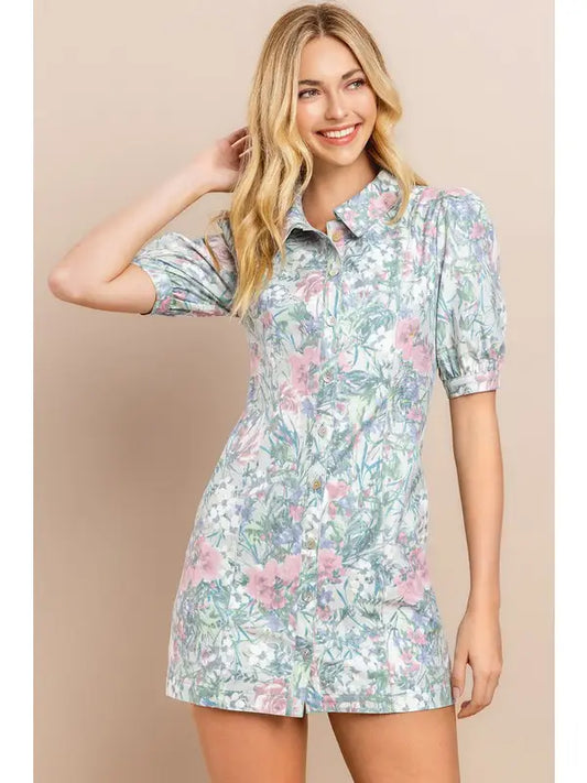 Nellie Floral Button Down Dress