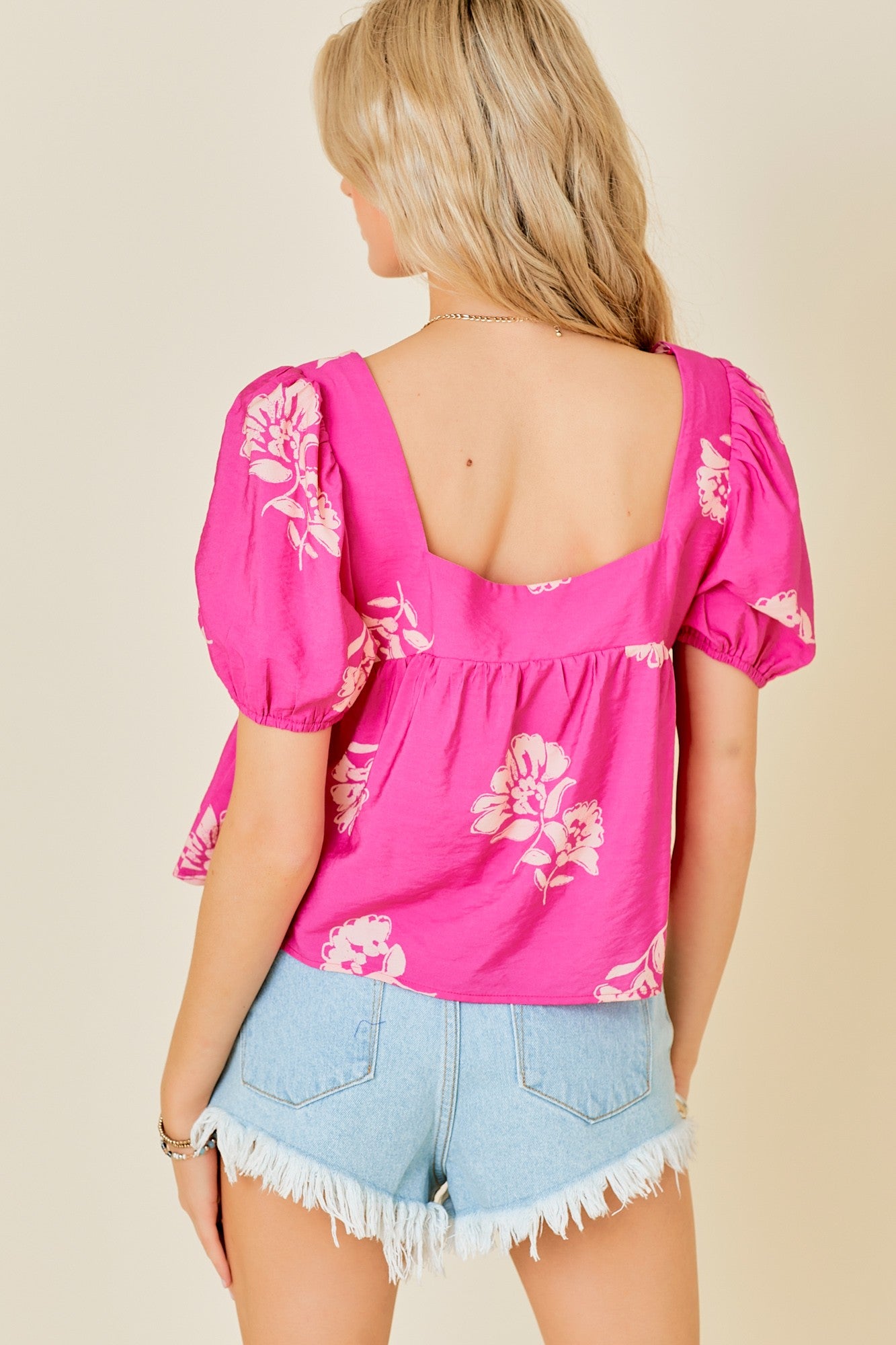 Blooming Floral Square Neck Top