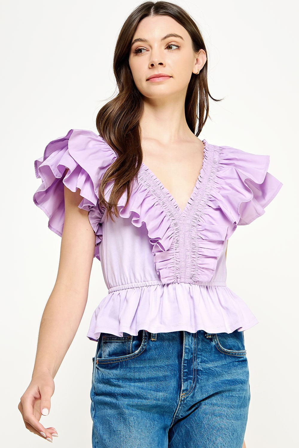 Poplin Ruffled Top